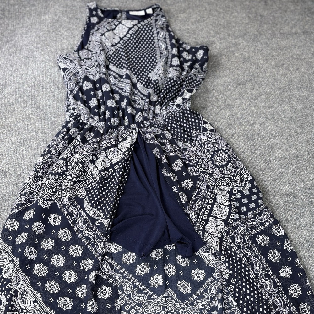 New York & Co Bandana Paisley Maxi‎ Dress M High Slit w Shorts Western Festival - Picture 9 of 16